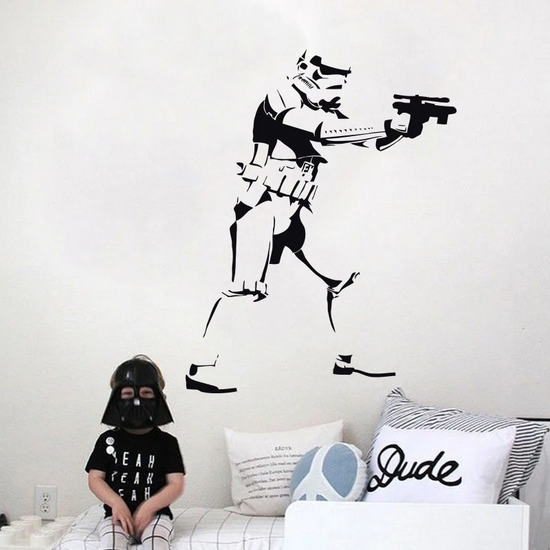

Art Design Stormtrooper Silhouette Wall Sticker DIY 3D Home Decor Vinyl Star Wars Movie Wall Decals For Kids Room Or Living Room