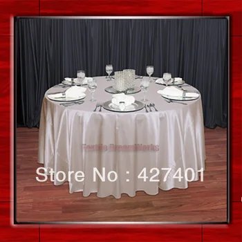 

Hot Sale Peach 54" round shaped poly satin table cloth/Tablecloths/Table overlay for wedding party decorating