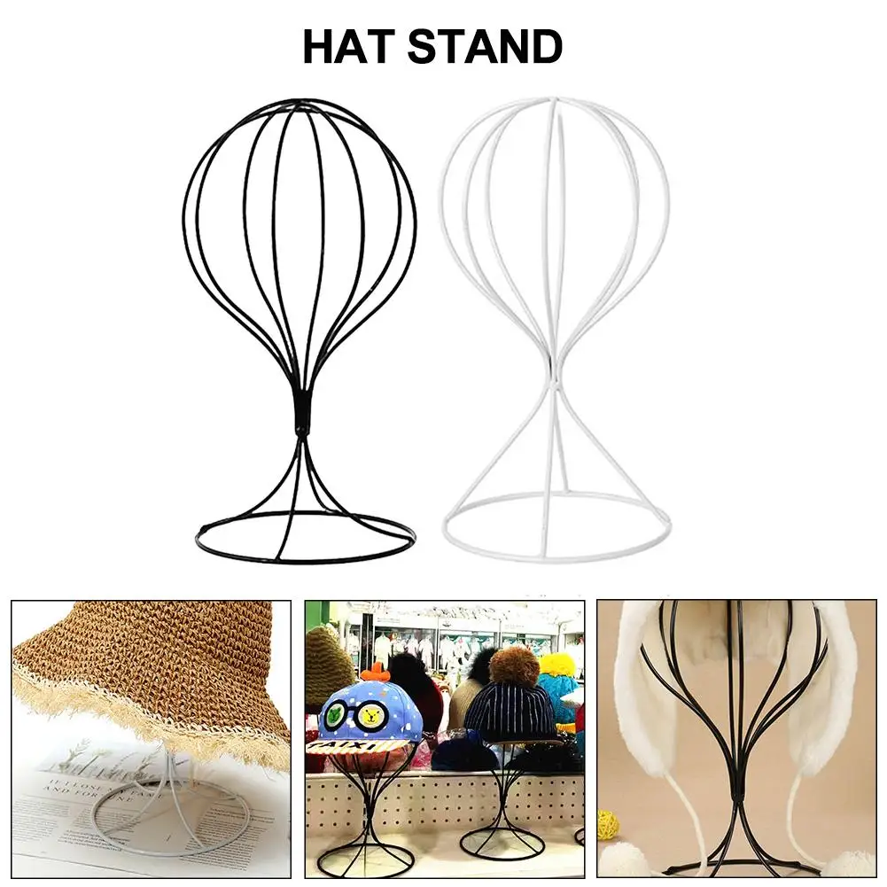 

Freestanding Black White Metal Hat Rack Decorative Wig Holder Storage Display Stand For Jewelry Clothing Store Home