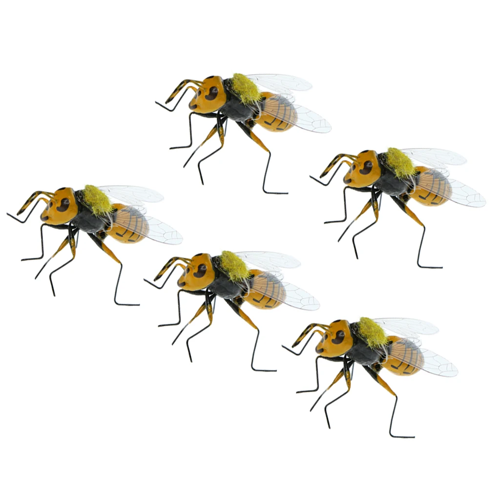 5x Bee Summer Insect Animal Statues Miniature Outdoor Garden Grassland Tree Lawn Ornament Home Decor Gift