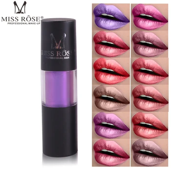 

Miss rose metallic lip gloss 5g 12 colors waterproof long lasting shimmer liquid lipstick diamond gold brown lip tint MS106