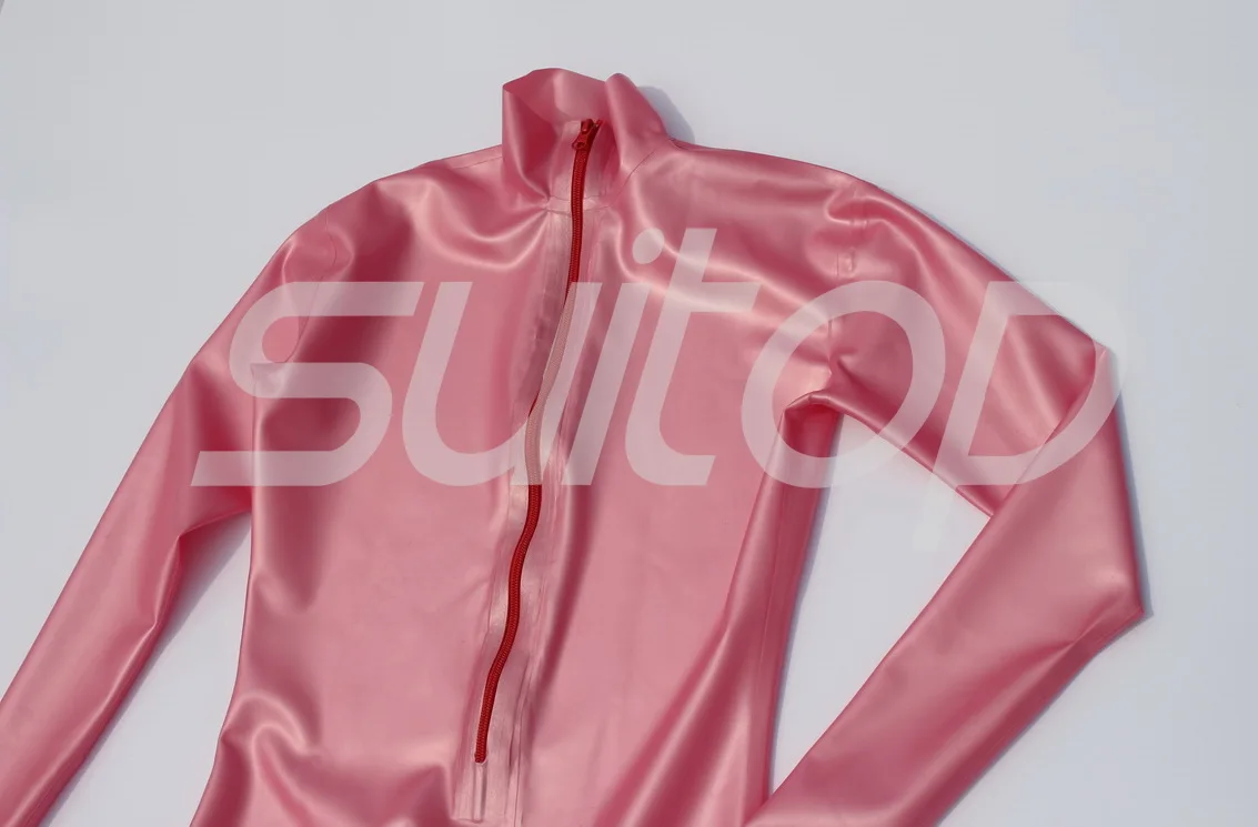 US $133.55 Suitop sexy latex rubber fetish garment sexy latex catsuit metallic pinkhigh quanlity level latex