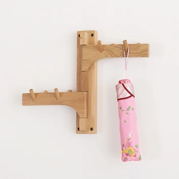 

Nordic creative solid wood wall coat rack solid wood white oak wall hanging rack wood simple modern coat rack key hook