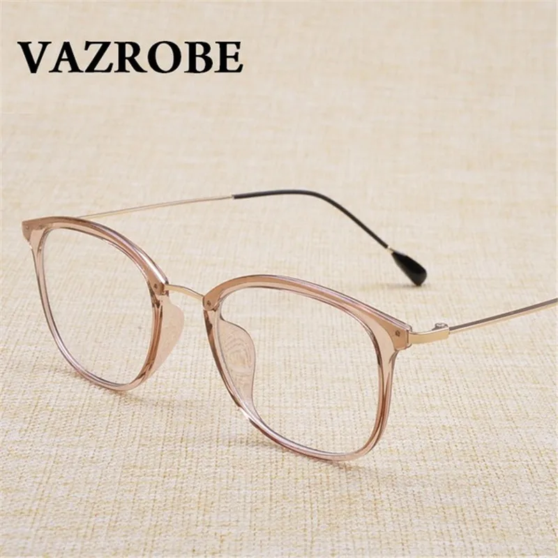 

Vazrobe (9.2g) Transparent Glasses Women Men 142mm Eyeglasses Frame for myopia/diopter vintage nerd points women's 0 degree male