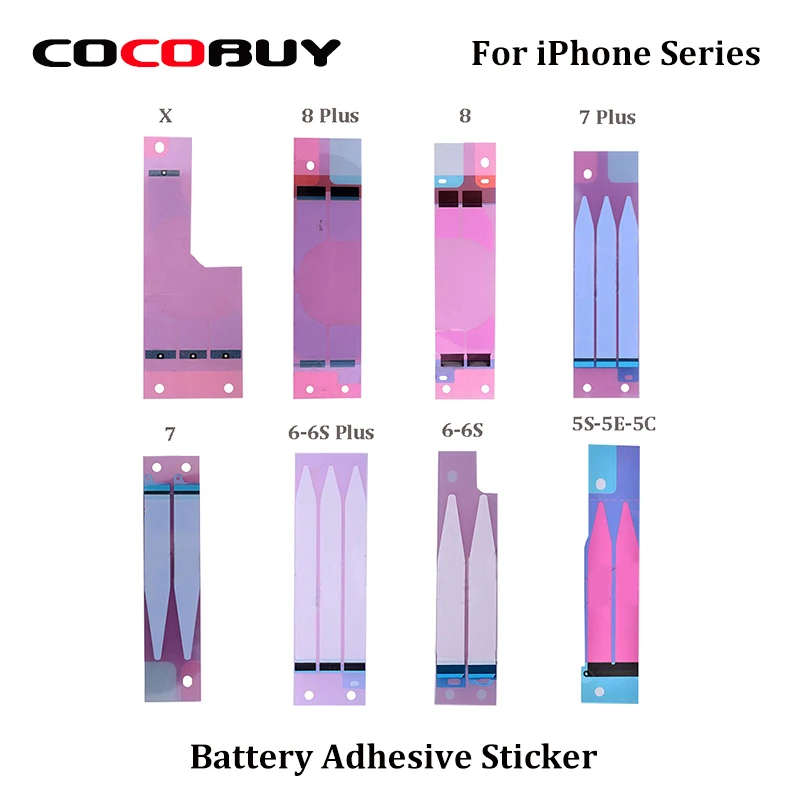 

Novecel Free Shipping 10pcs Battery Adhesive Sticker For iPhone 5/5C/5S/6/6P/6S/6SP/7/7P/8/8P/X Replacement