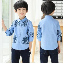 Коллекция года, Весенняя детская одежда Рубашки с принтом для мальчиков рубашки с длинными рукавами и отложным воротником для мальчиков, повседневные рубашки для больших детей топы, 12