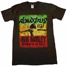 Bob Marley-Move Мужская футболка, официальная мужская коричневая футболка, Классическая хлопковая Мужская футболка с круглым воротником и коротким рукавом, футболка, плюс размер