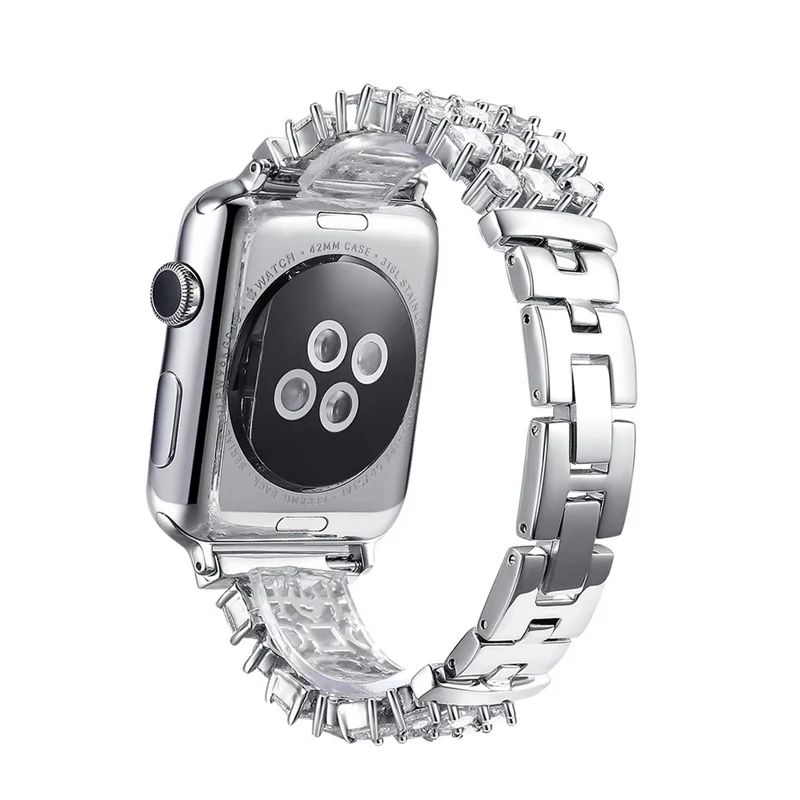 36 бриллиантами роскошный украшенный алмазами женские Ремешки для наручных часов для Apple Watch iWatch 1/2/3/4 Стразы Нержавеющая сталь 38/40/42/44 мм браслет