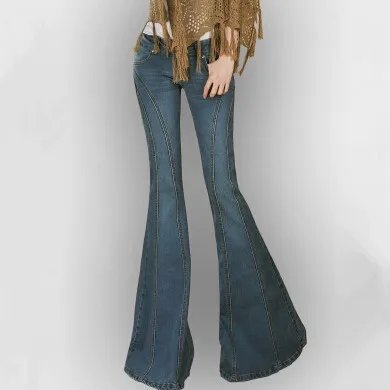 Весенние узкие джинсы со средней талией, женские свободные джинсы с трехмерным разрезом