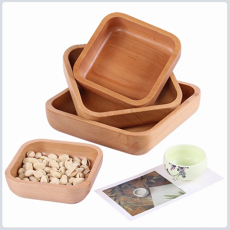 

YJ.SHYU Natural Ecological Biodegradable Wooden Eco Friendly Storage Plate Fruit Nut Handmade Gadget Gift Food Dishes Container