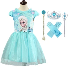 Новинка; Брендовые платья для девочек «Эльза и Анна»; платье принцессы для костюмированной вечеринки; vestidos fantasia Anna; костюмы «Эльза» на Хэллоуин; детская одежда