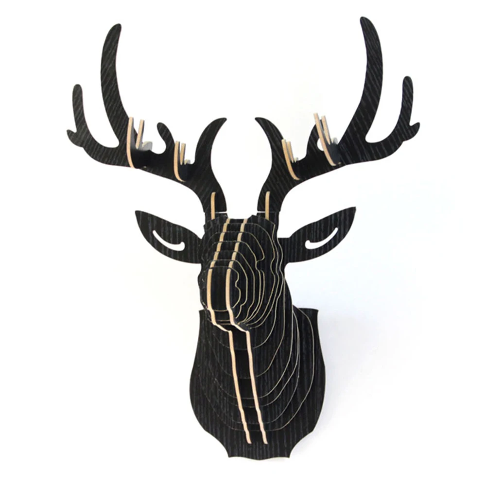 Деревянная голова оленя Moose украшение на стену 3d голова оленя рога трофей домашний декор
