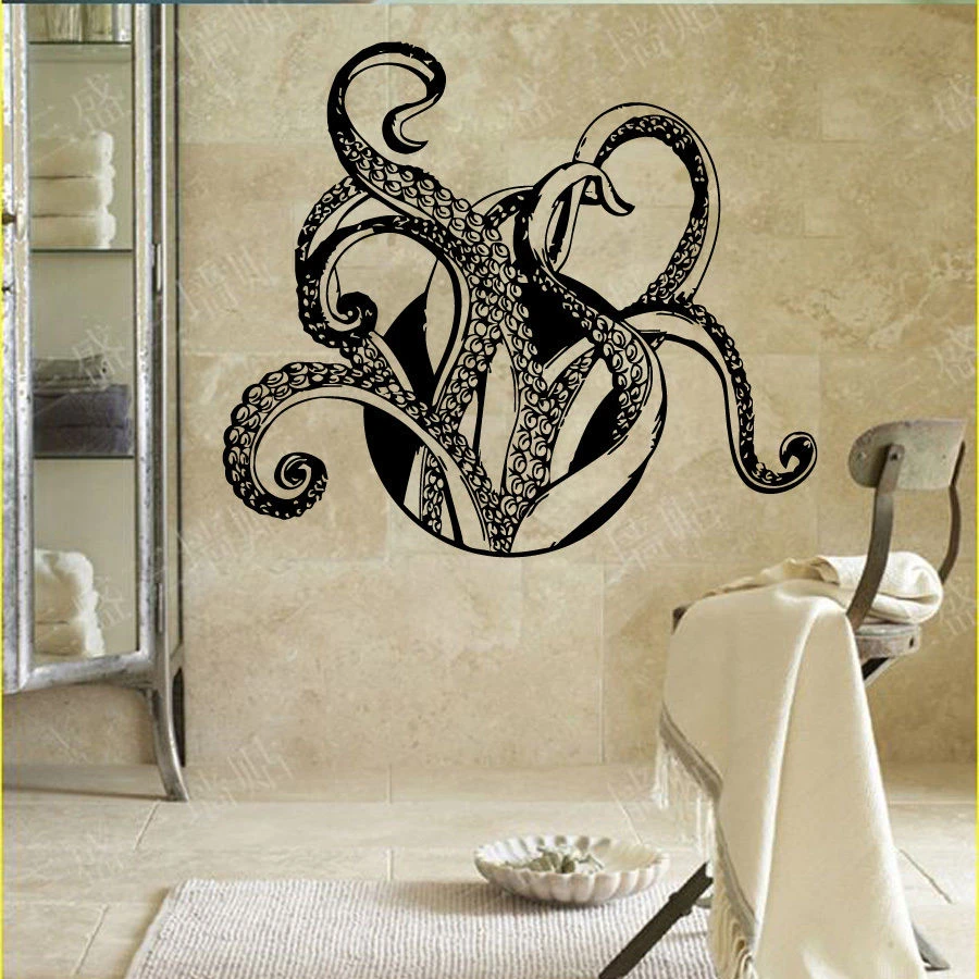 Octopus Tentacle Wall Decal Motivation Sea Ocean Animal Bathroom Vinyl Art Decor