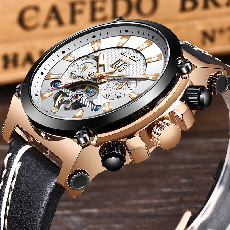 LIGE Fashion Men Watches Top Brand Luxury Business Waterproof Mechanical Watch Men Leather Automatic Watch Relogio Masculino+Box LIGE Fashion Men Watches Top Brand Luxury Business Waterproof Mechanical Watch Men Leather Automatic Watch Relogio Masculino+Box