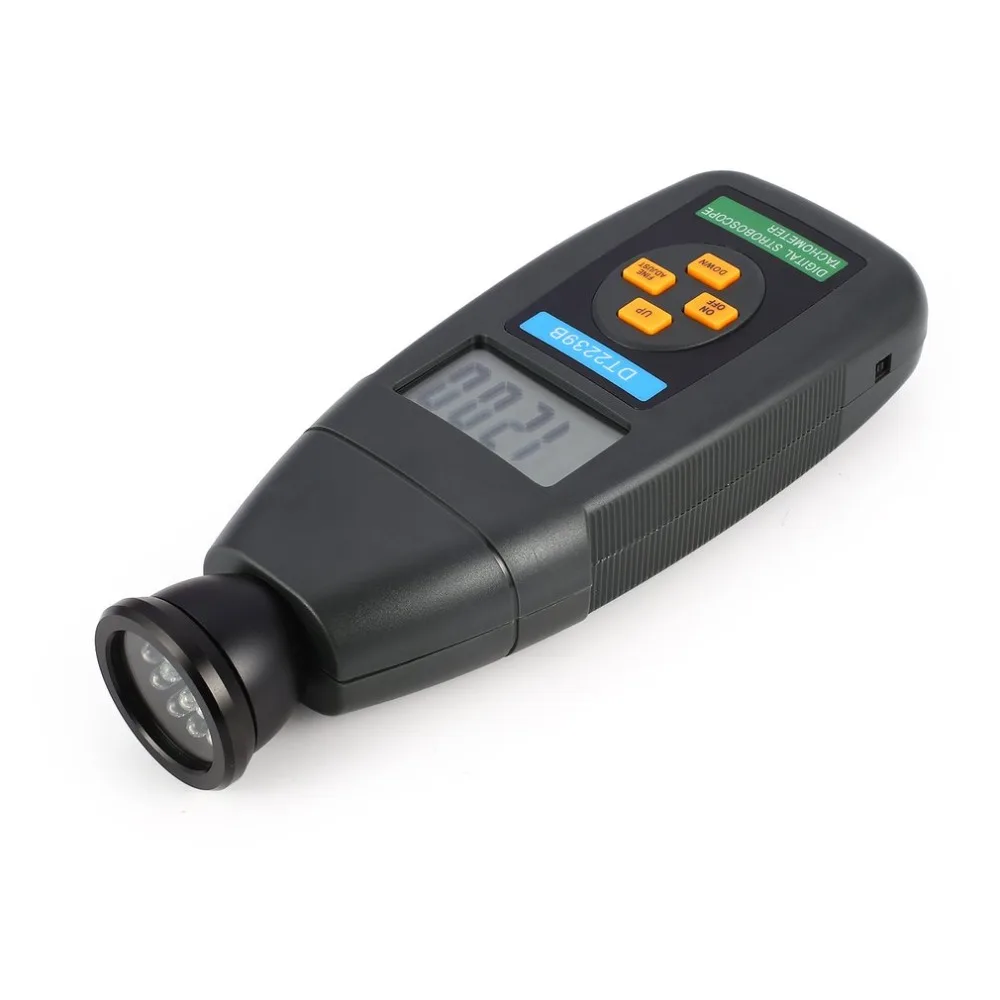 

DT2239B Digital LCD Non-Contact Flash Stroboscope Tachometer Photoelectric Revolution Meter Speedometer Tester 60~19999RPM 2018
