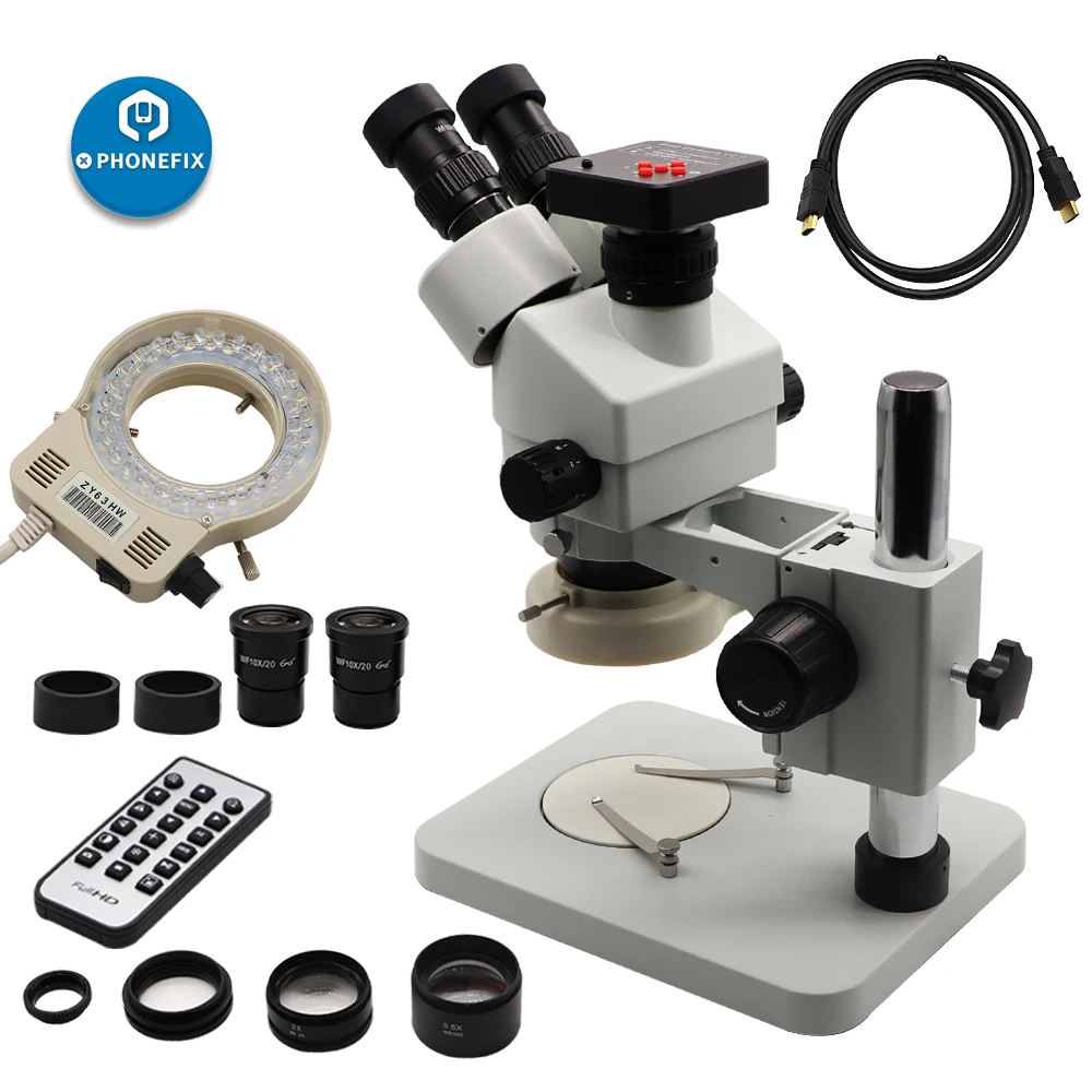 

Phone Repair 3.5-90X Trinocular Stereo Zoom Microscope with HDMI USB Camera For Motherboard Soldering Repair Tool