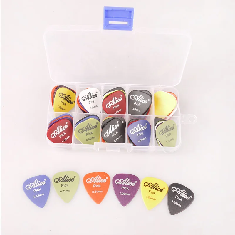 60 Matte Guitar Picks 1 Box Case Combo Alice Bass Mediator Guitarra Plectrums Holder Musical Instrument Thickness Mix 350 Z