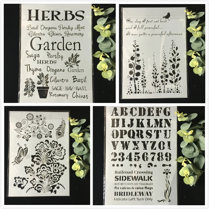 

4Pcs/Pack A4 Butterfly Alphabet DIY Layering Stencils Wall Painting Scrapbook Coloring Embossing Album Decorative Template