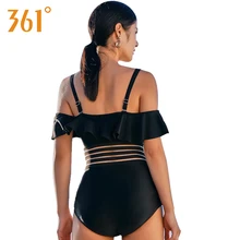 361 с открытыми плечами бикини с оборками сексуальный боди черный купальный костюм Женский цельный купальник женский купальный костюм