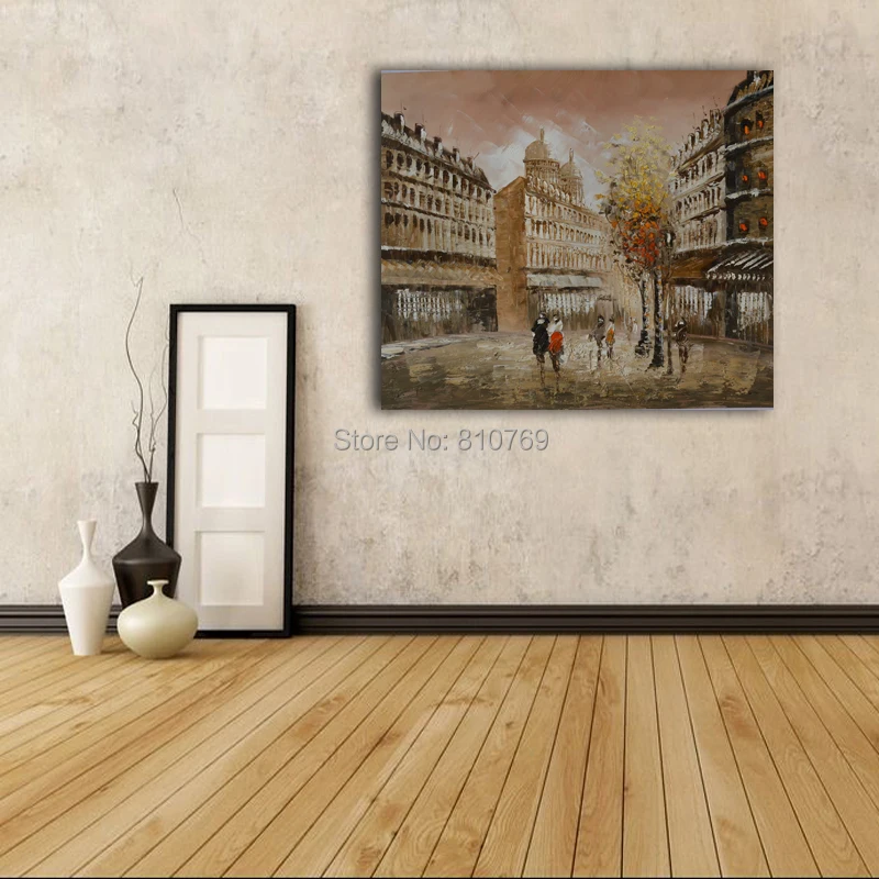 Hand painted oil painting on canvas home decoration High Quality Image Street.jpg