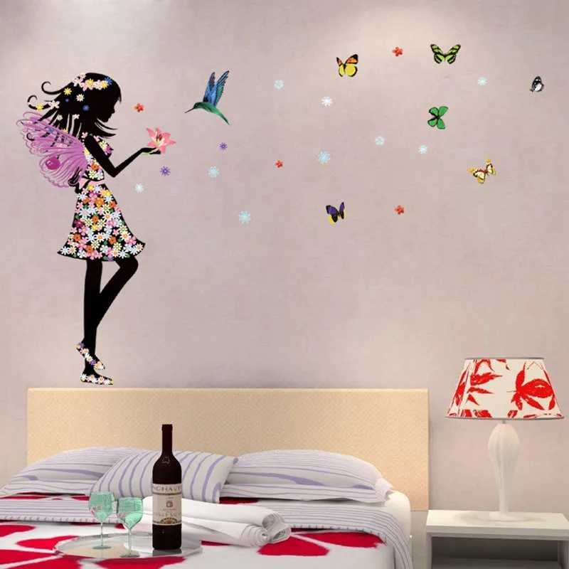 Красивая бабочка эльф Искусство Наклейка на стену для детской комнаты домашний декоративный фон Наклейка на стену детская спальня Виниловые стены S