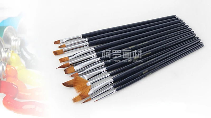 Pincéis de Pintura Alça de Madeira para Artista Facial Profissional Náilon Cabelo Pincel Conjunto Rosto Pintura Corpo Maquiagem Arte Suprimentos 12 Pçs 8 Aplicador de sombra