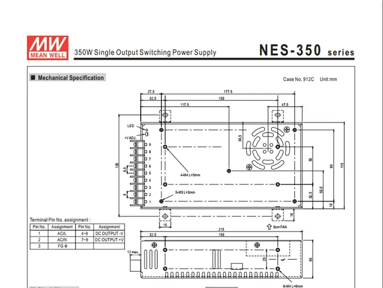 100-240Vac до 27VDC, 351 Вт, 27V13A UL перечисленный источник питания светодио дный светодиодный свет, драйвер СВЕТОДИОДНОЙ вывески, NES-350-27