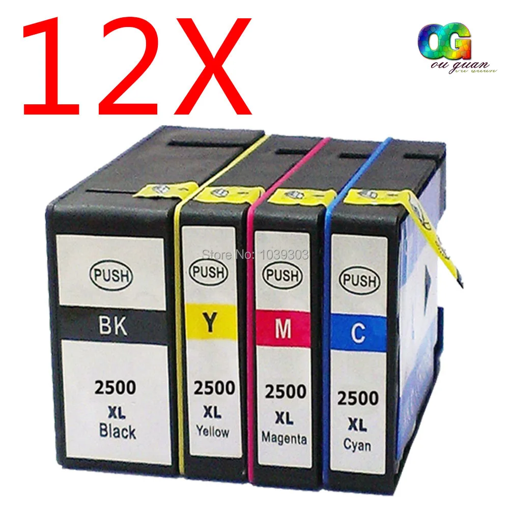 12 Pack Hiyield Compatible Canon 2500 Pgi2500 Ink Cartridges With Chip