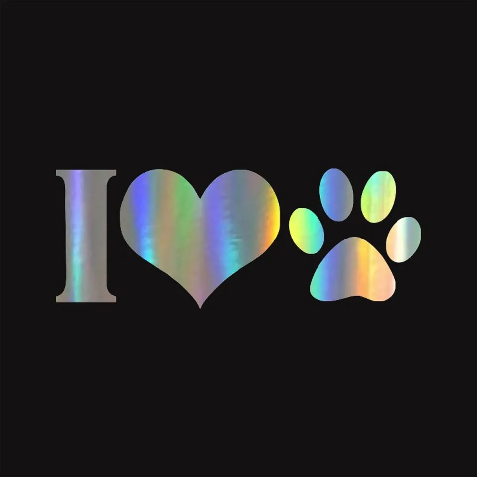 134.8 cm I LOVE Animal Dog Paw Print Vinyl Graphic Decal Car Sticker Decoration BlackSliverLaser Stickers for BWM Ford Toyota (3)