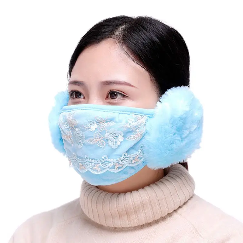 Зимняя Пылезащитная маска защита ушей и согревающая маска два в одном маска для рта - Цвет: NO.BL