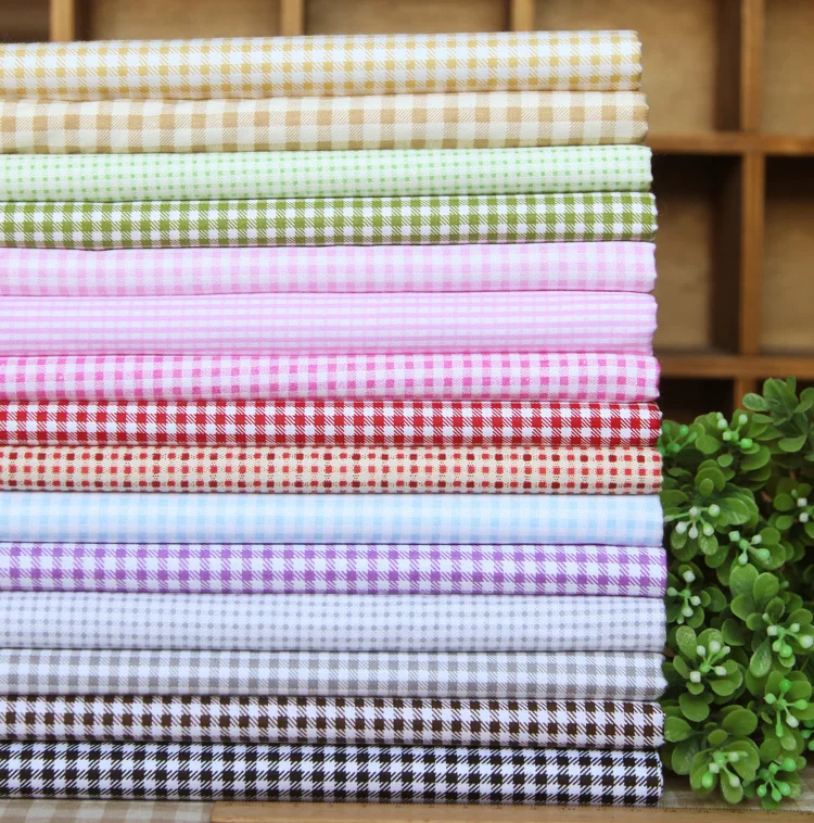 15 pattern Plaid Checked cotton fabric meter patchwork for sewing Quilting Bedding Baby Textile