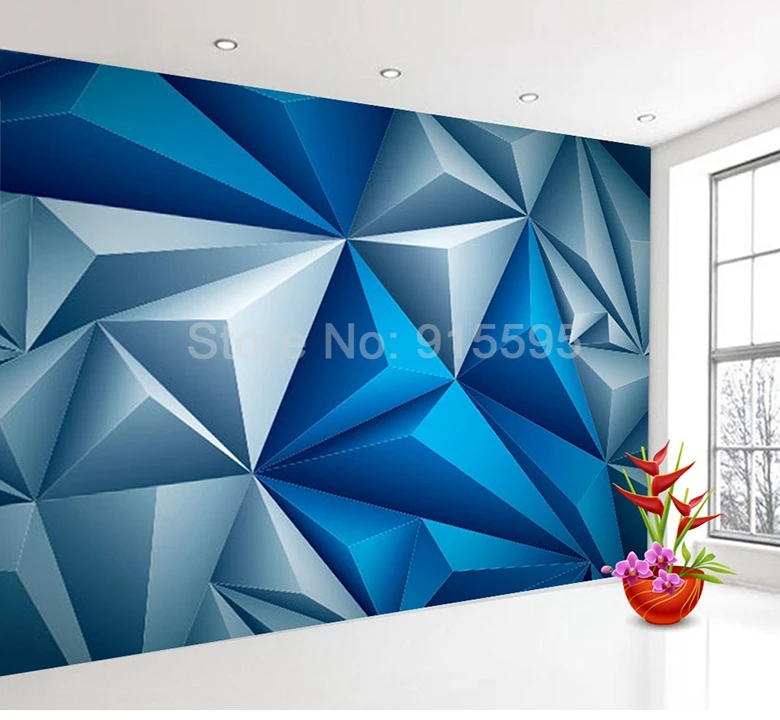 3D personalizados, Papel de parede azul moderno,