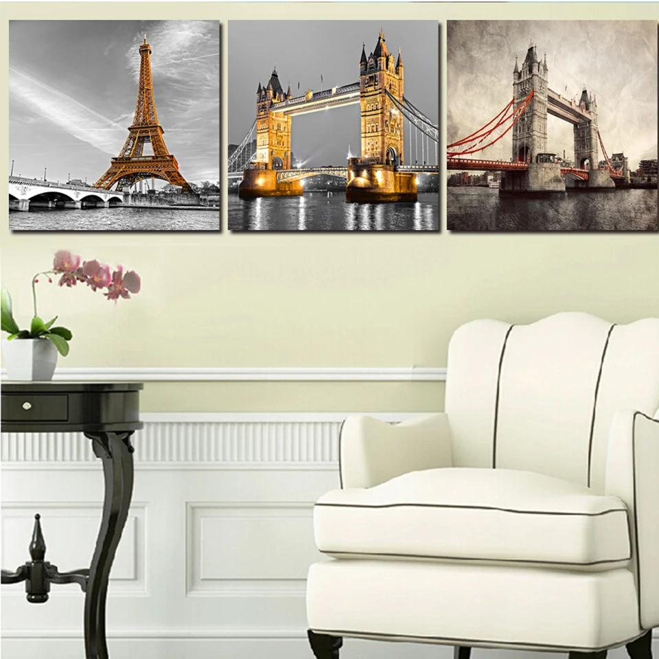 Living Room Decor Printed Painting Modular London Bridge Vintage Painting Modular London Bridge Vintage