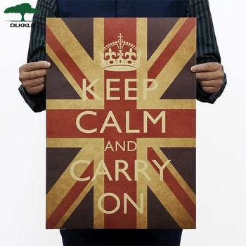 

Dlkklb Classic Anti-war Poster Keep Calm Carry On British World War Ii Kraft Paper Retro Poster Decor Wall Sticker 51.5x36cm