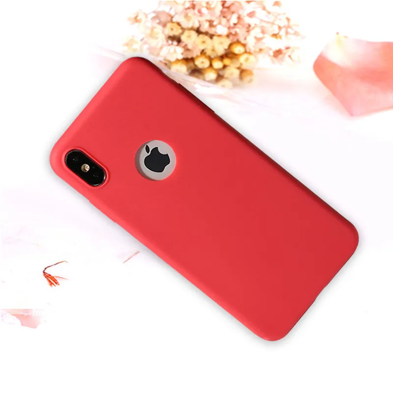 Phone Case For iPhone 7 6 6s 8 X Plus 5 5s SE XR XS Max Candy Color Silicone Couples Soft Simple Solid Color Fashion Case Cover