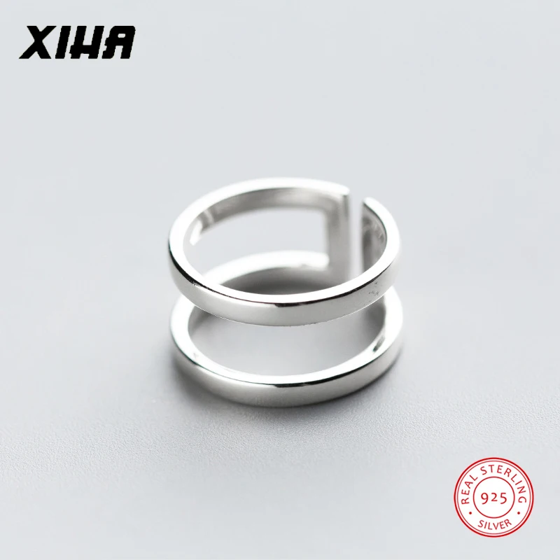 XIHA 925 пробы Серебряные кольца для Для женщин простой двухслойные Миди палец