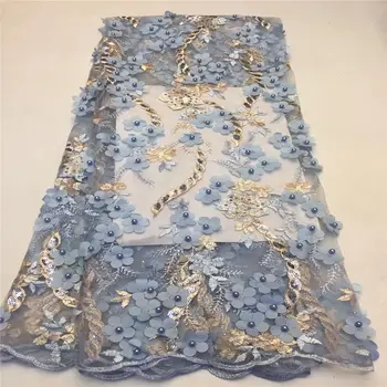 

Nigerian Lace Fabric For Wedding Sequins African French Lace Fabric High Quality 3D Lace with beads Lace Fabric