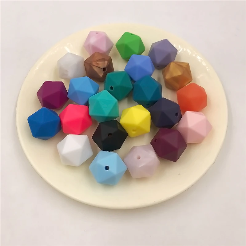 Разноцветные полиугольные бусины Icosahedral из пищевого силикона без бисфенола А 17