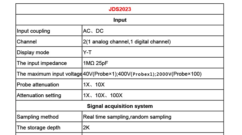 JINHAN JDS2023 портативный осциллограф 20 МГц 1 канал цифрового хранения двухканальный 200 м Sa/s