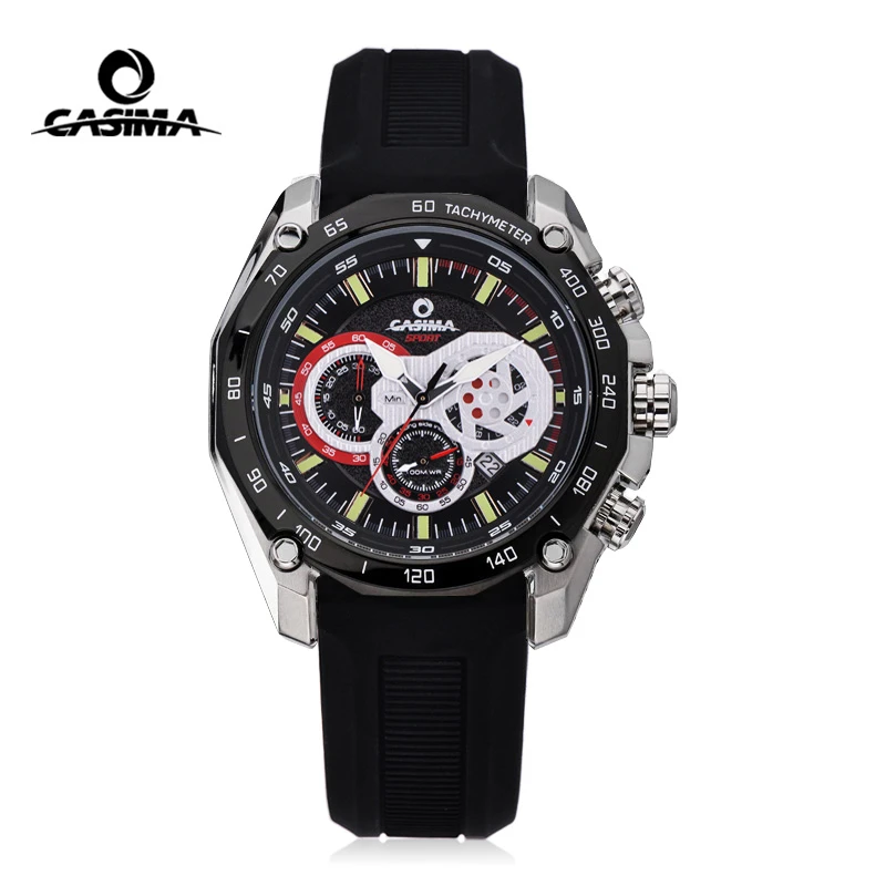 CASIMA мужские военные спортивные кварцевые часы светящиеся хронограф силиконовые