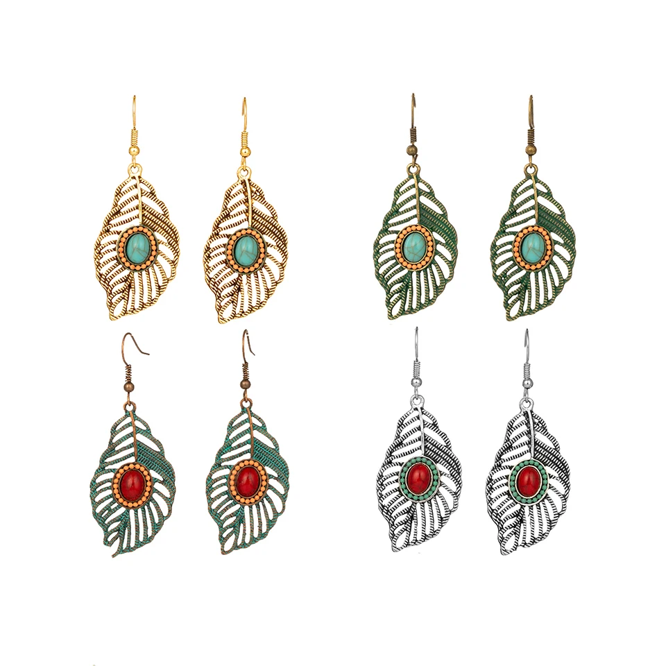 

EXYNLON 2019 New Trend earrings Fashion woman's and girl's jewelry Inlaid stone Leaf shape Popular personality design