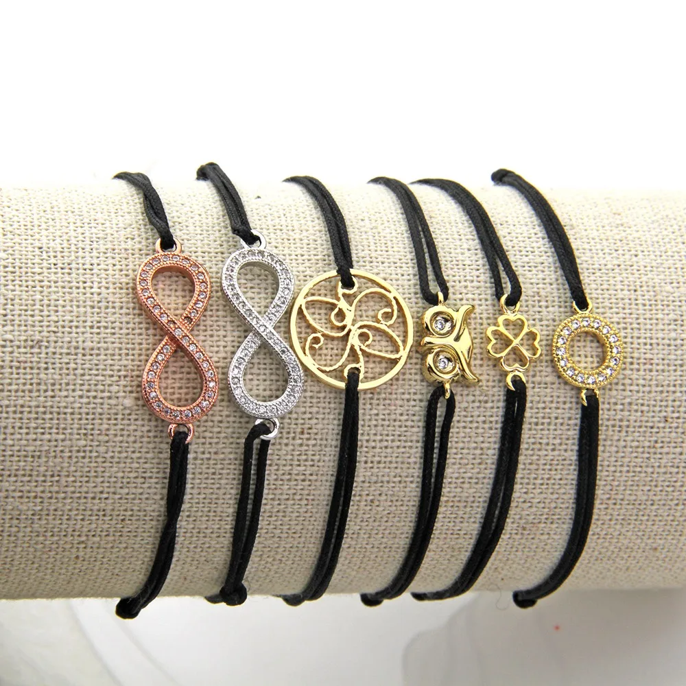 

Hemistone Thomas Owl Clover-leaf Eternal Textile Female Bracelets in Little Secrets Collection Adjustable Length 15-25cm TS BX10