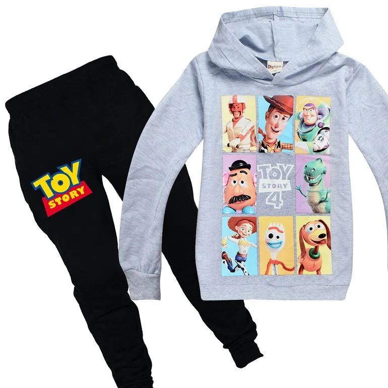 Toy Story 4 Cartoon Cosplay Kids Cotton Clothes Sets Baby Girls Boys Sports Hoodie T-Shirt Pants 2pcs/Sets Casual Tracksuit - Цвет: Hoodie Pants 2pcs