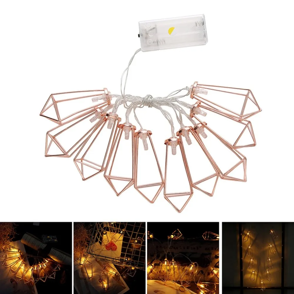 

10LED Rose Gold Diamond LED Battery Holiday Decorative Lamp Warm White Light