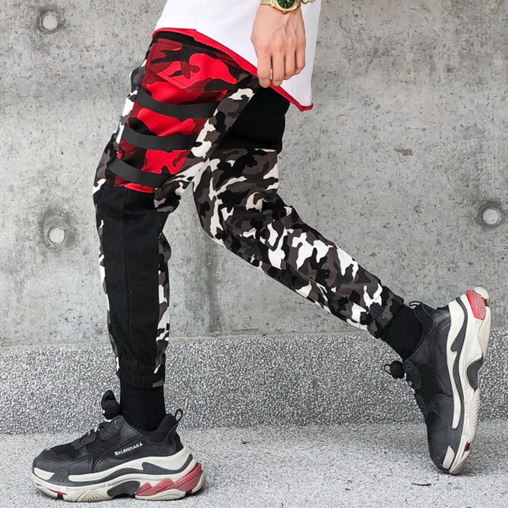 2019 Harem Pants Men Skinny Spring Patchwork Full Length Hip Hop Men Trousers Hole Casual Overalls Streetwear Pencil Pants