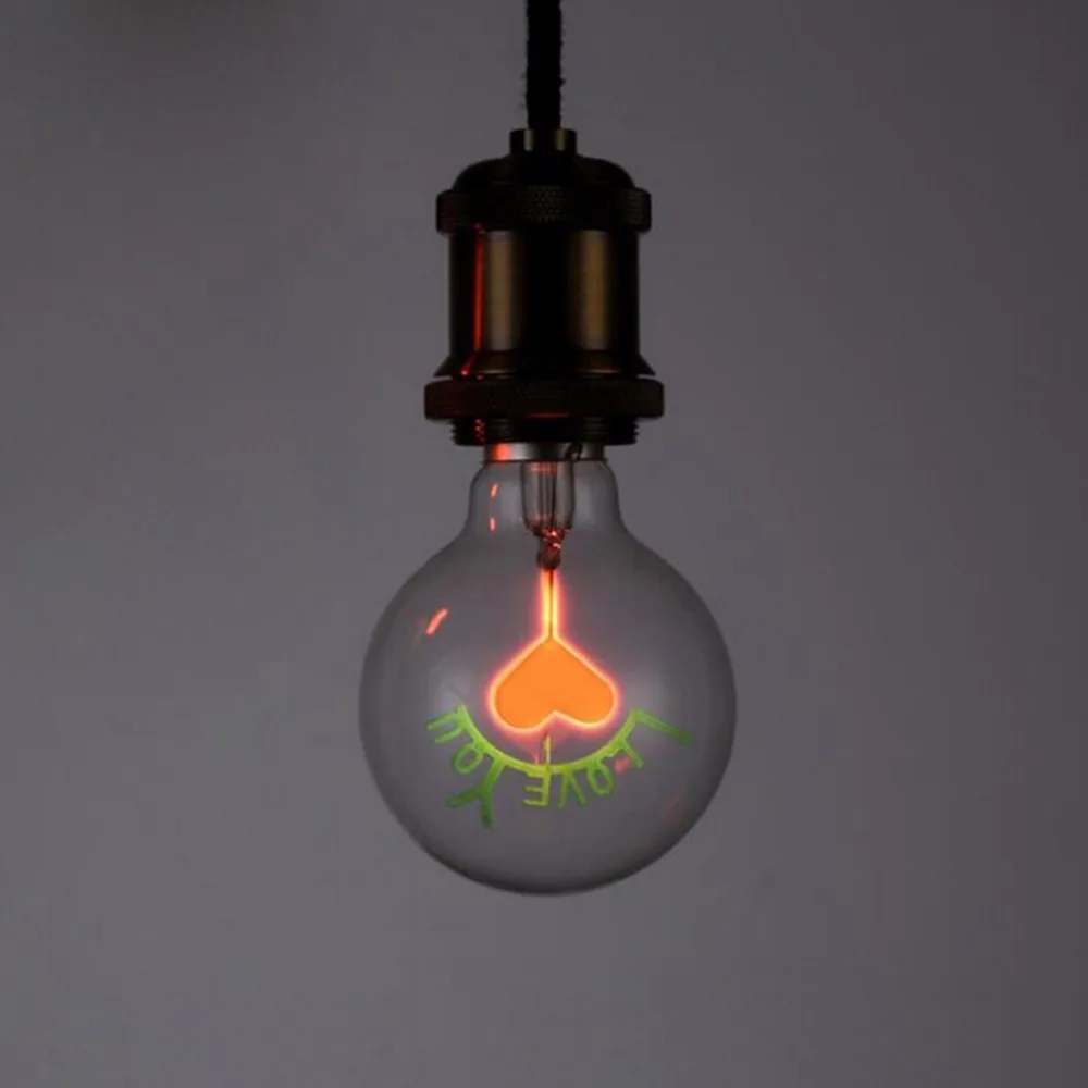 Новая декоративная винтажная лампа накаливания в форме I Love You E27 3W Edison BulbsRetro Edison Art Decoration 3W 220V светильник