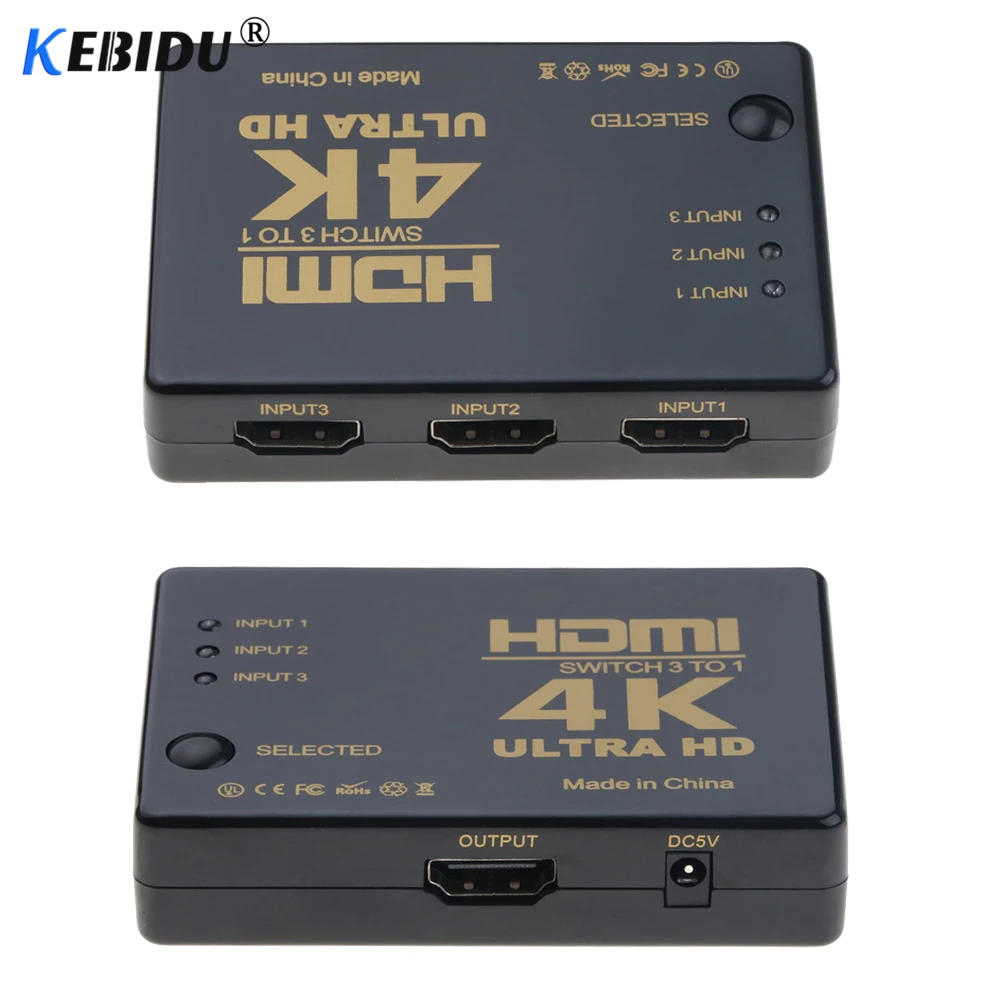 Kebidu 4K* 2K HDMI переключатель HDMI HDTV 1080p 5-Порты и разъёмы 3-Порты и разъёмы вход до 1 переключатель разветвитель с ИК-пульт дистанционного управления 3D для PS3 Xbox 360