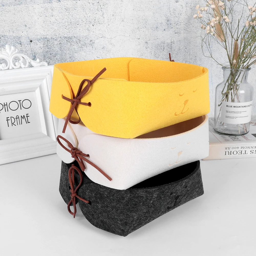 

1PC Cute DIY Nordic Felt Storage Basket Foldable Box Sundries Key Office Desk Organization Small Animal Foldable Box Storage Bas