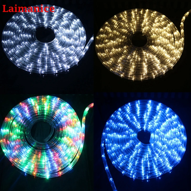 2M 20M AC220V IP67 waterproof Rainbow tube rope led strip Christmas