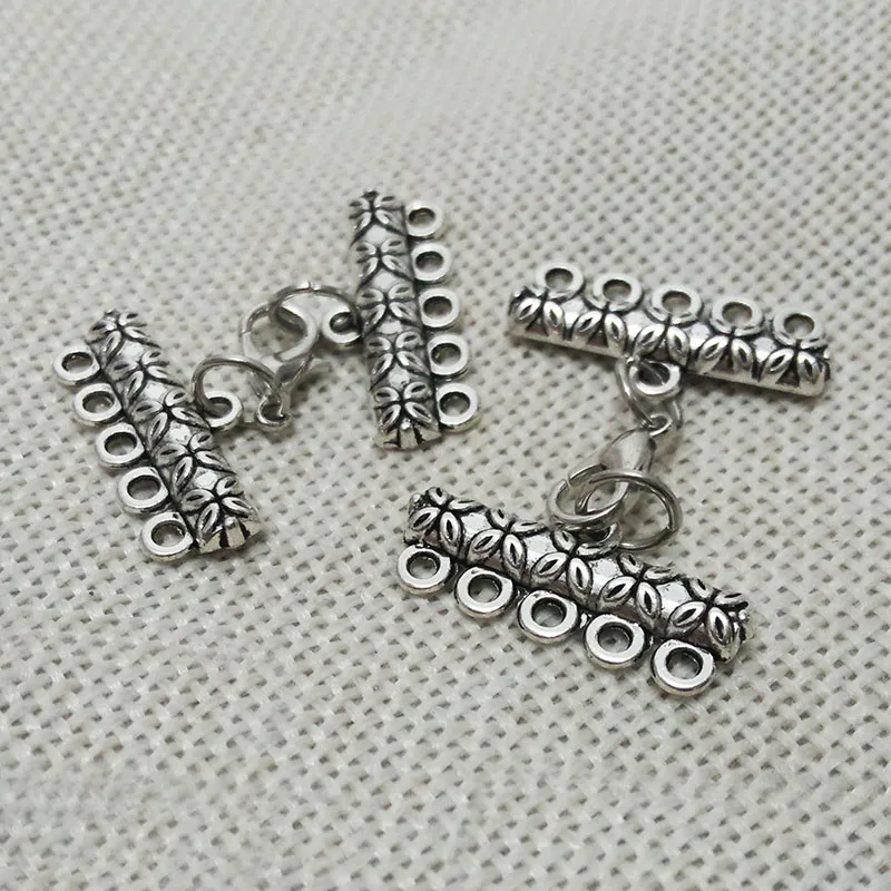 Antique-tibet-silver-necklace-pendants-lobster-clasp-jump-ring-watch-strap-accessories-charms-connector-5-strands (1)